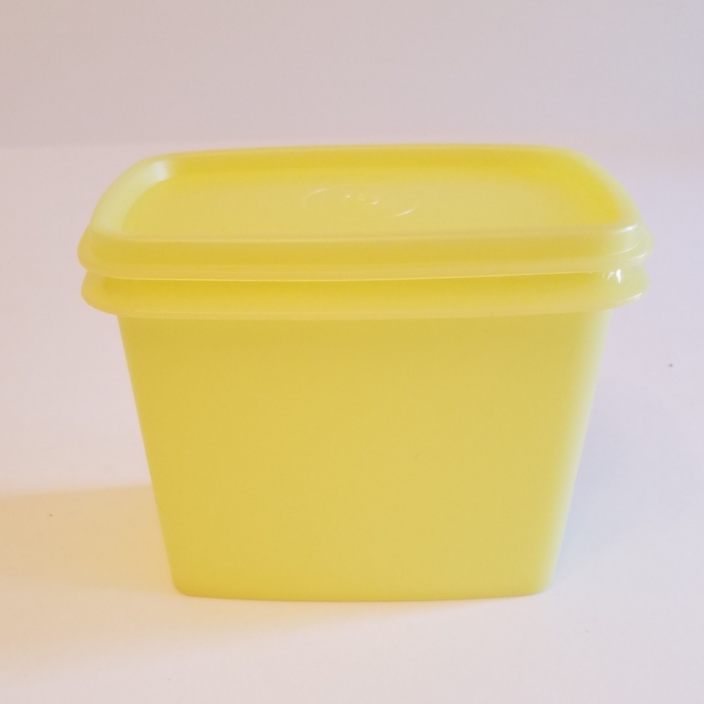 Vintage Tupperware Yellow Shel Space Storage Container with Lid 1243 1244